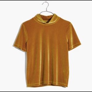 MADEWELL | NWOT Mockneck Velvet Tee in Mustard